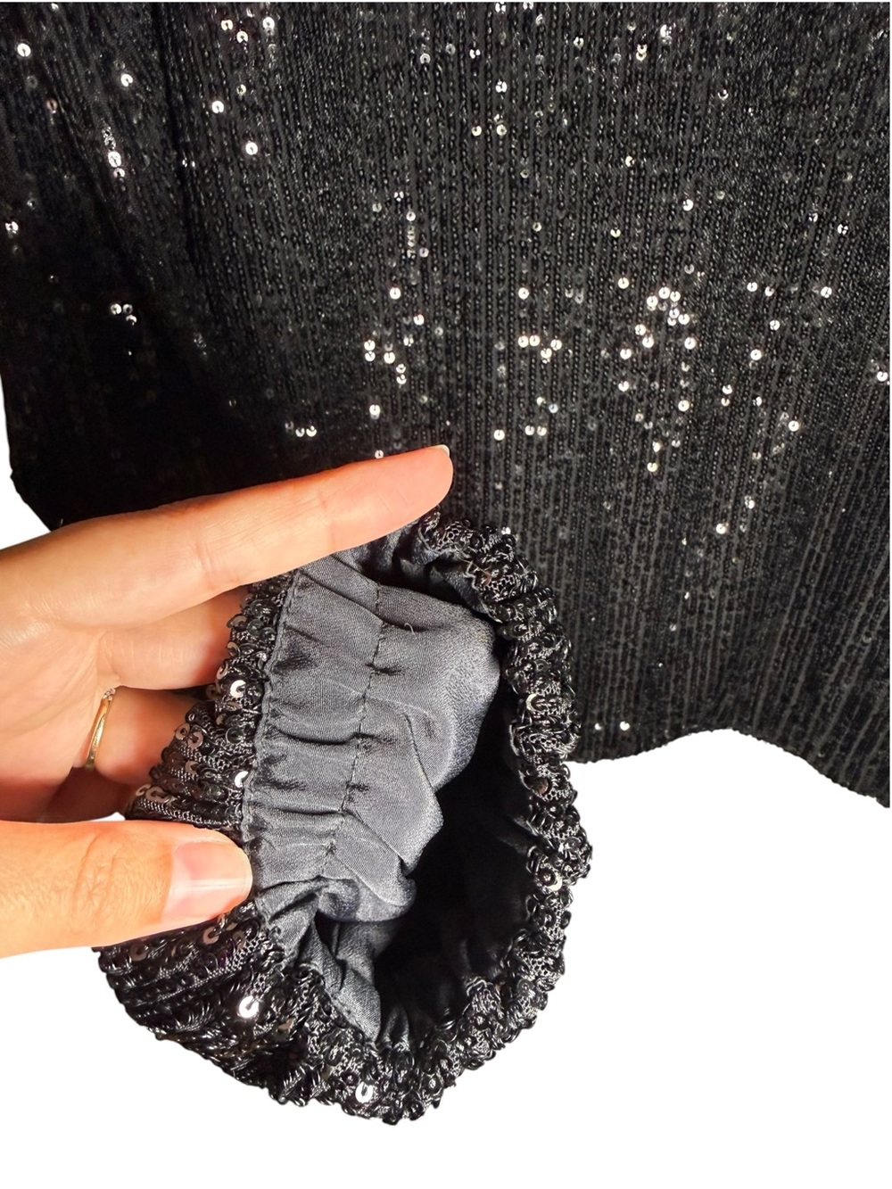LOFT Black Sequin Full Zip Bomber Jacket Sparkle Evening Size XL - Picture 8 of 9